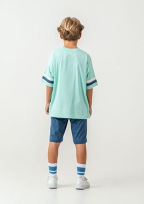 US POLO ASSN - US2414-G Erkek Çocuk Yeşil Şortlu İkili Takım