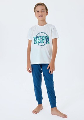 US POLO ASSN - US2413-G Erkek Çocuk Beyaz Pijama Takımı