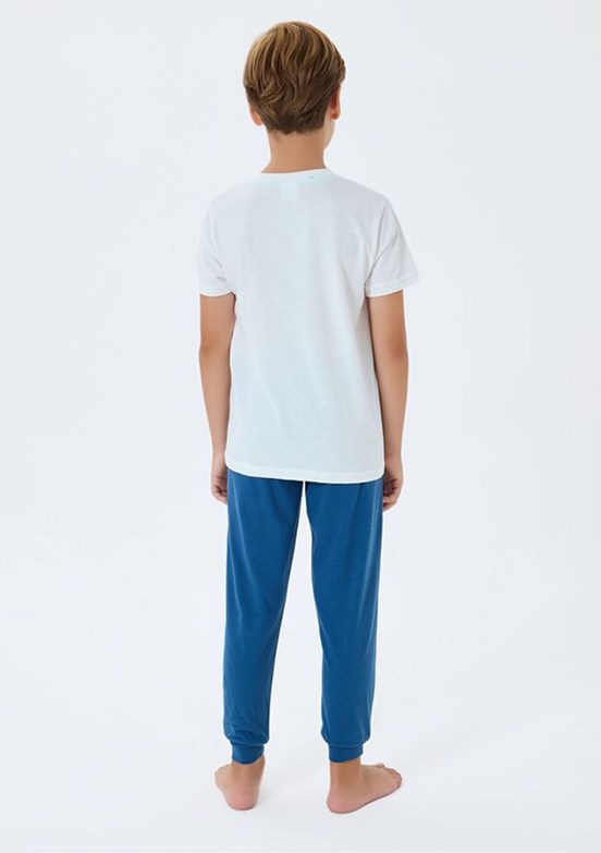 US POLO ASSN - US2413-4 Erkek Çocuk Beyaz Pijama Takımı