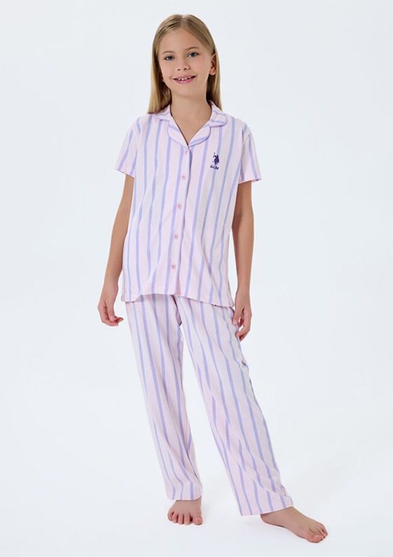 US POLO ASSN - US2533-4 Kız Çocuk Pembe Pijama Takımı