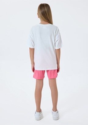 US POLO ASSN - US2521-4 Kız Çocuk Beyaz Şortlu İkili Takım