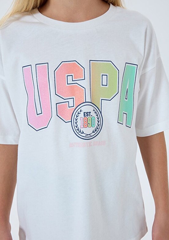 US POLO ASSN - US2517-G Kız Çocuk Beyaz Taytlı İkili Takım