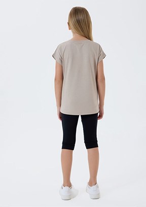 US POLO ASSN - US2511-G Kız Çocuk Bej Taytlı İkili Takım