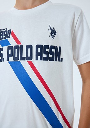 US POLO ASSN - US2443-4 Erkek Çocuk Beyaz Şortlu İkili Takım