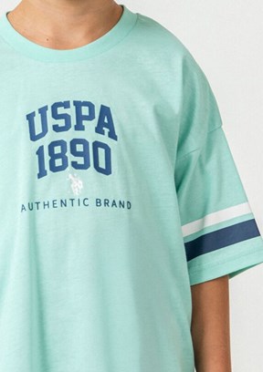 US POLO ASSN - US2414-4 Erkek Çocuk Yeşil Şortlu İkili Takım