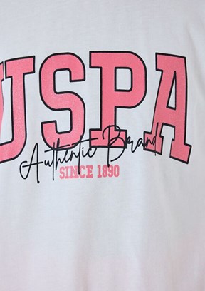 US POLO ASSN - US2521-G Kız Çocuk Beyaz Şortlu İkili Takım