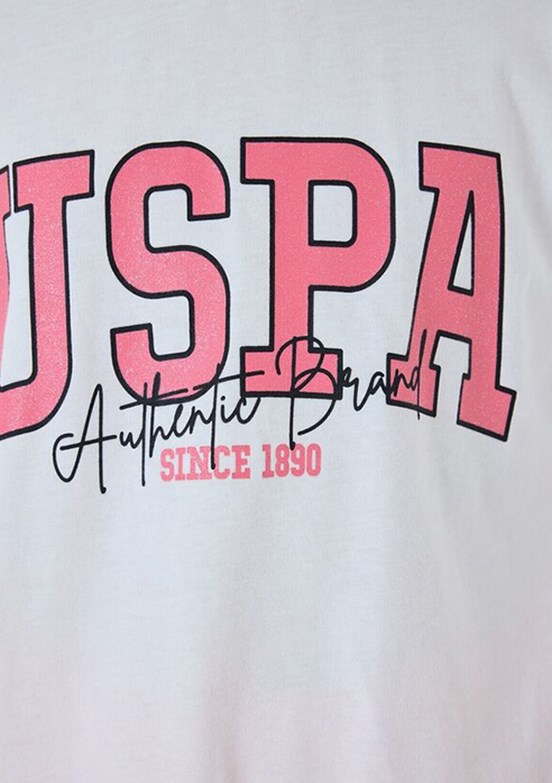 US POLO ASSN - US2521-G Kız Çocuk Beyaz Şortlu İkili Takım