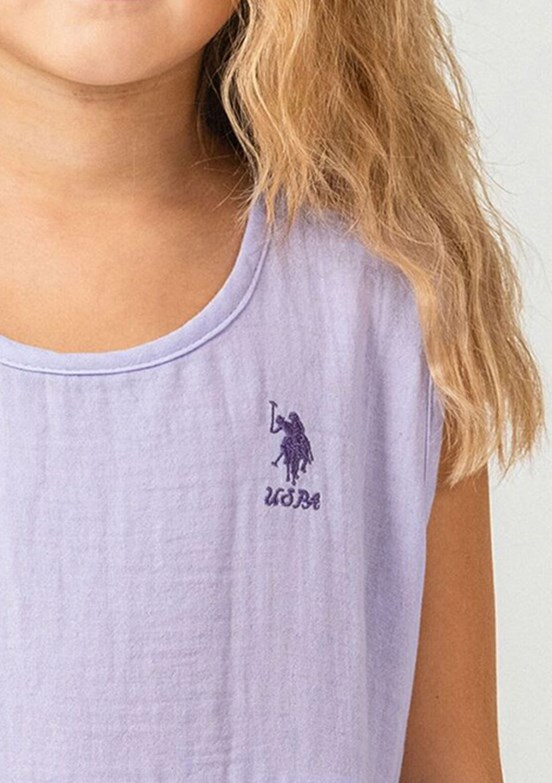 US POLO ASSN - US2518-4 Kız Çocuk Mor Basic Elbise