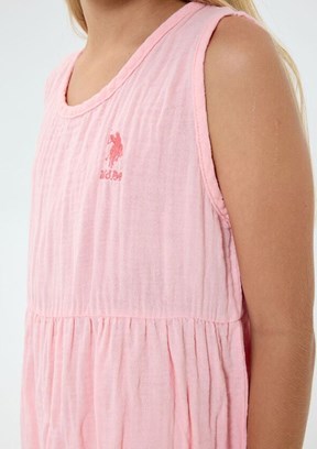 US POLO ASSN - US2518-4 Kız Çocuk Turuncu Basic Elbise