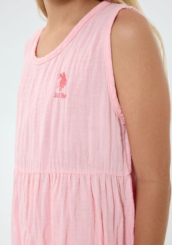 US POLO ASSN - US2518-4 Kız Çocuk Turuncu Basic Elbise