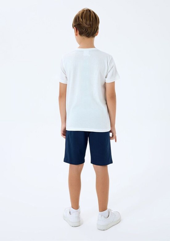 US POLO ASSN - US2443-G Erkek Çocuk Beyaz Şortlu İkili Takım