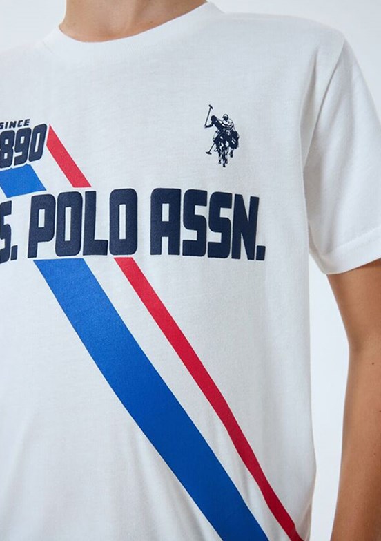 US POLO ASSN - US2443-G Erkek Çocuk Beyaz Şortlu İkili Takım