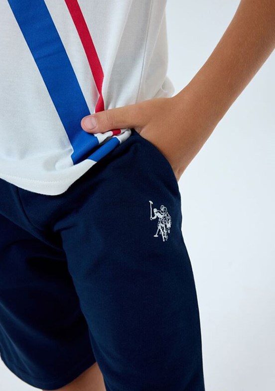 US POLO ASSN - US2443-G Erkek Çocuk Beyaz Şortlu İkili Takım