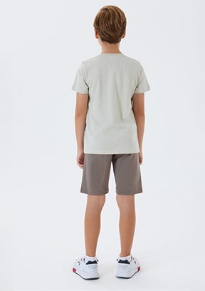 US POLO ASSN - US2429-G Erkek Çocuk Bej Şortlu İkili Takım