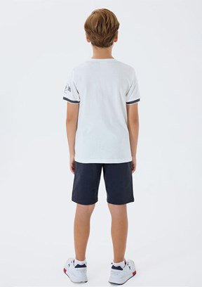 US POLO ASSN - US2424-G Erkek Çocuk Beyaz Şortlu İkili Takım