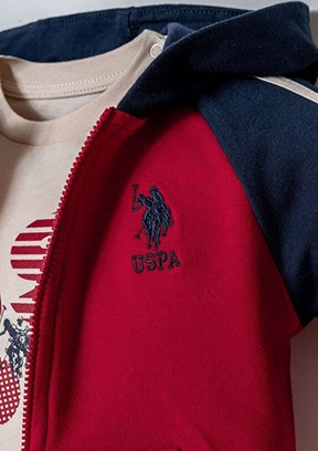 US POLO ASSN - USB2866 Erkek Bebek Kırmızı Eşofman Takımı