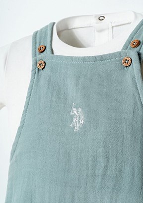 US POLO ASSN - USB2881 Erkek Bebek Yeşil Salopet Pantolon