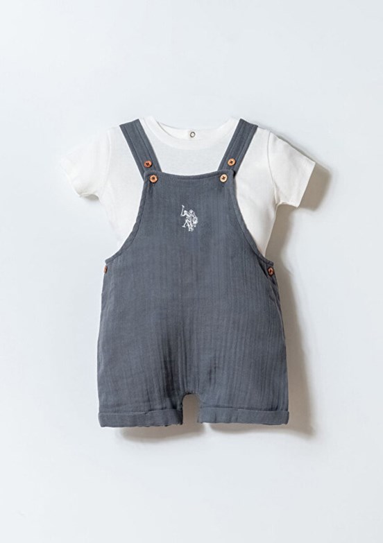 US POLO ASSN - USB2881 Erkek Bebek Gri Salopet Pantolon