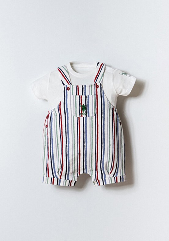US POLO ASSN - USB2876 Erkek Bebek Beyaz Salopet Pantolon