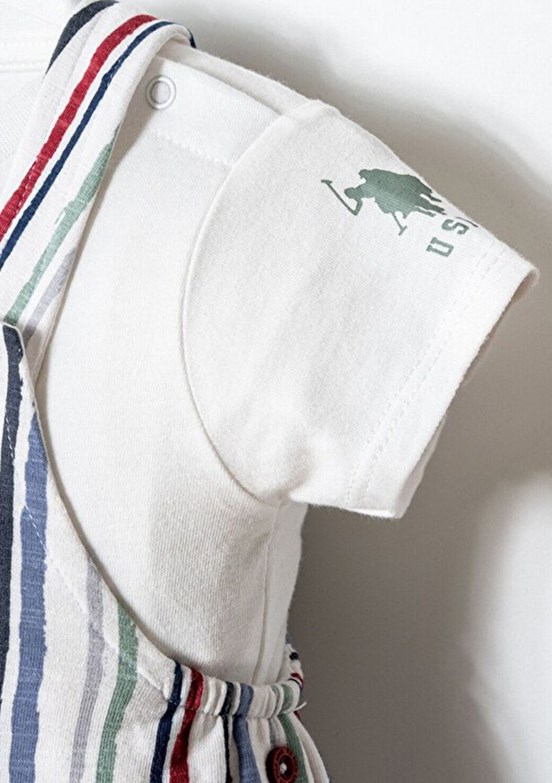 US POLO ASSN - USB2876 Erkek Bebek Beyaz Salopet Pantolon