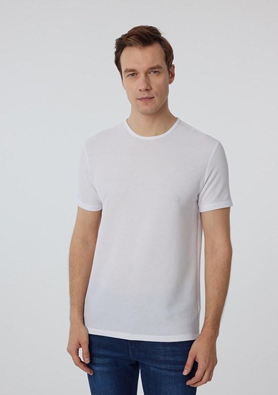 SÜVARİ - STS1014000013 Erkek Beyaz O Yaka T-Shirt