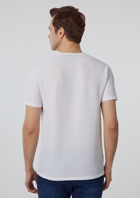 SÜVARİ - STS1014000013 Erkek Beyaz O Yaka T-Shirt