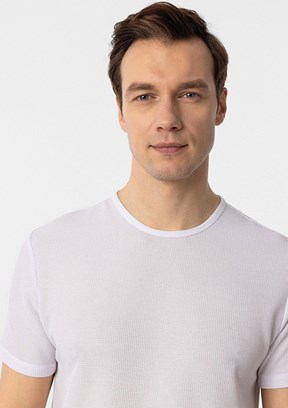 SÜVARİ - STS1014000013 Erkek Beyaz O Yaka T-Shirt