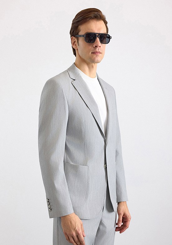 SÜVARİ - TK1006900398 Erkek Gri Slim Takım Elbise