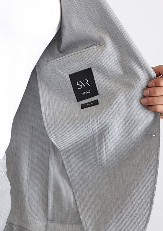 SÜVARİ - TK1006900398 Erkek Gri Slim Takım Elbise