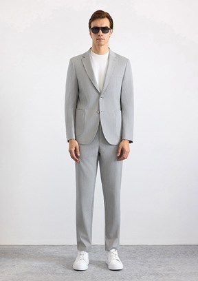 SÜVARİ - TK1006900398 Erkek Gri Slim Takım Elbise