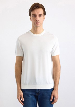 SÜVARİ - STR2013700003 Erkek Beyaz Triko T-Shirt