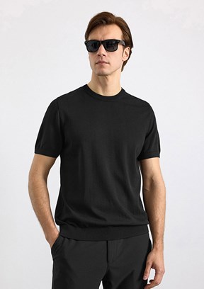 SÜVARİ - STR2013700003 Erkek Siyah Triko T-Shirt