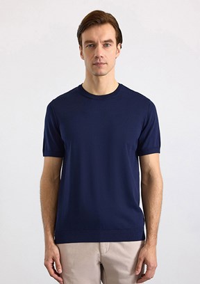 SÜVARİ - STR2013700003 Erkek Lacivert Triko T-Shirt