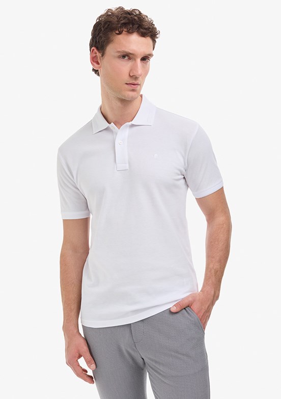 PİERRE CARDİN Erkek Beyaz Basic T-Shirt
