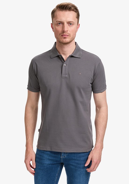 PIERRE CARDIN - Erkek Gri Basic T-Shirt