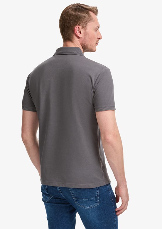 PIERRE CARDIN - Erkek Gri Basic T-Shirt