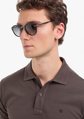 PİERRE CARDİN - Erkek Kahverengi Basic T-Shirt