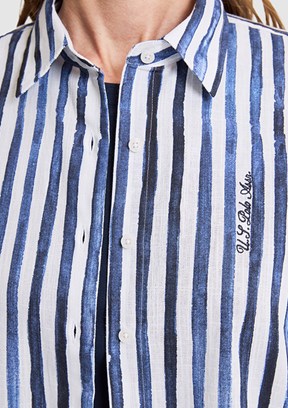 US POLO ASSN - Kadın Lacivert Uzun Kol Gömlek