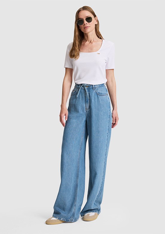 US POLO ASSN - Kadın Mavi Rahat Kesim Jean Pantolon