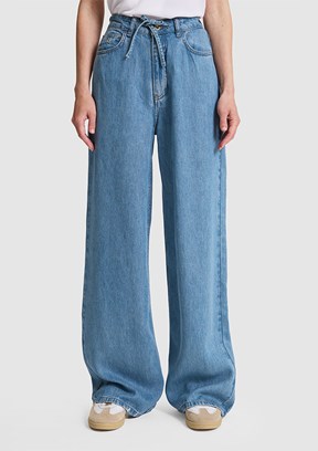US POLO ASSN - Kadın Mavi Rahat Kesim Jean Pantolon