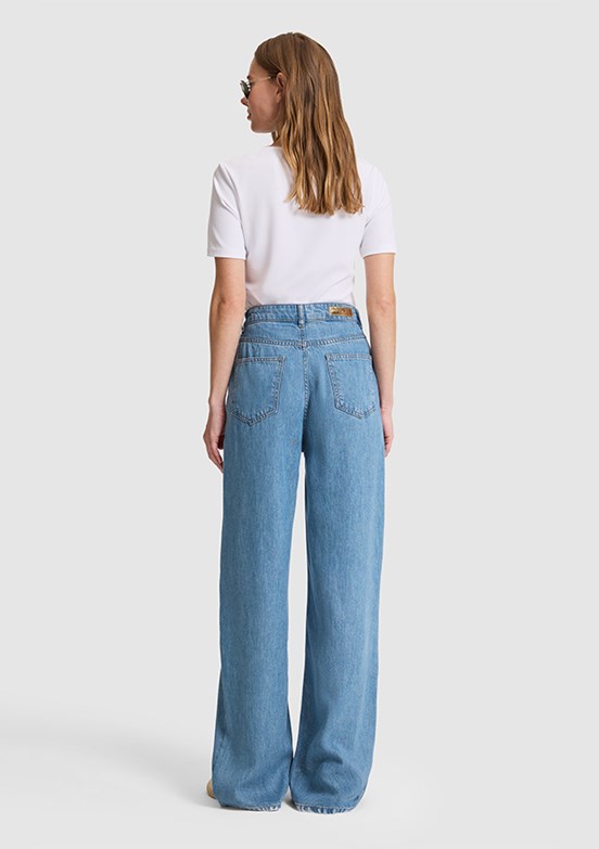 US POLO ASSN - Kadın Mavi Rahat Kesim Jean Pantolon