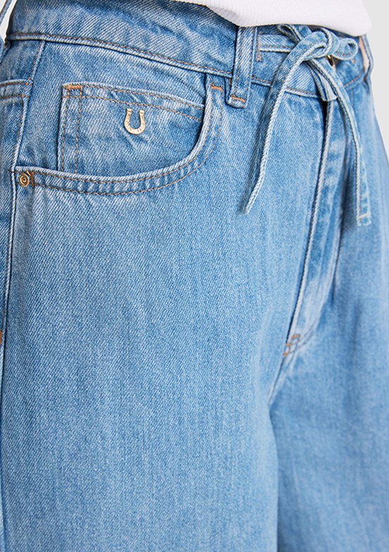 US POLO ASSN - Kadın Mavi Rahat Kesim Jean Pantolon