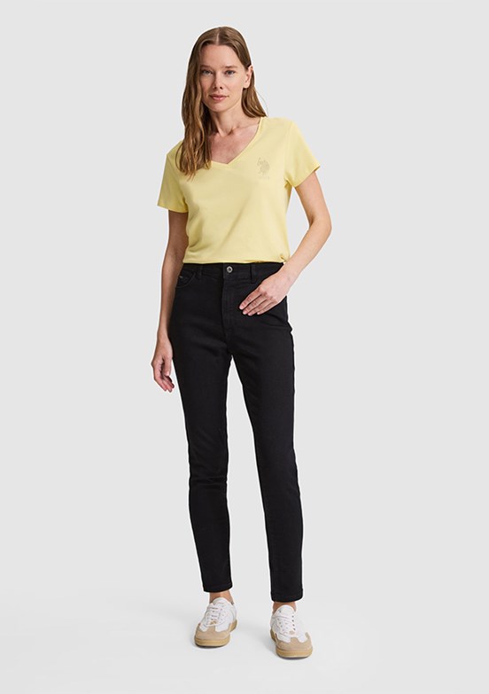 US POLO ASSN - Kadın Siyah Oversize Jean Pantolon