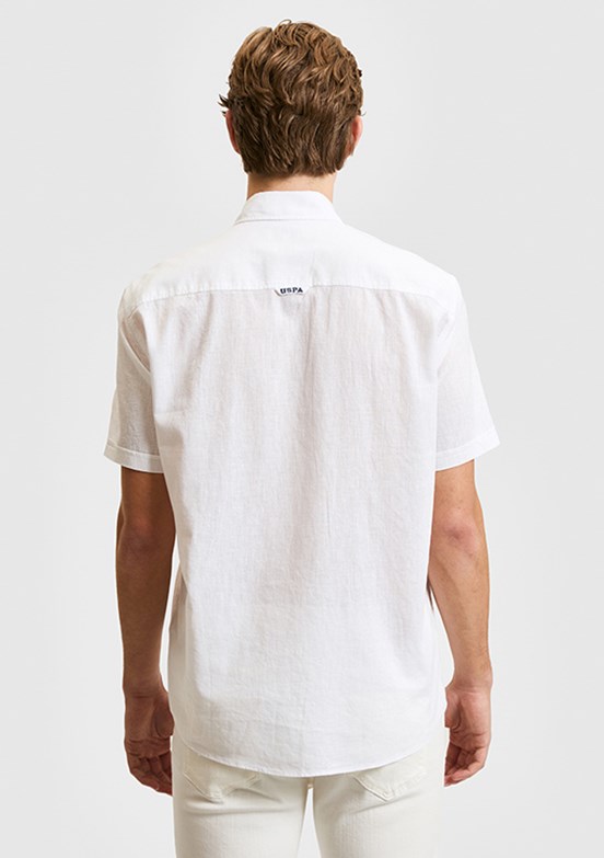 US POLO ASSN - Erkek Beyaz Kısa Kol Gömlek