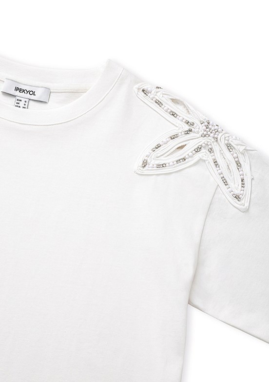 İPEKYOL - IS1260070214 Kadın Beyaz Basic T-Shirt