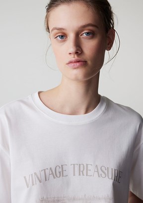 İPEKYOL - IS1260070108 Kadın Beyaz Bisiklet Yaka T-Shirt