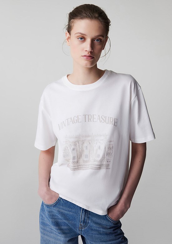 İPEKYOL - IS1260070108 Kadın Beyaz Bisiklet Yaka T-Shirt