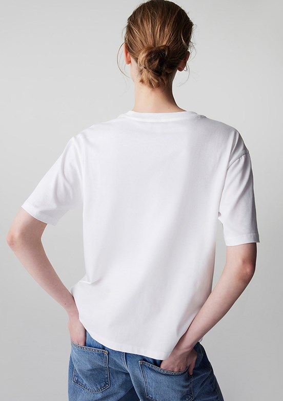 İPEKYOL - IS1260070108 Kadın Beyaz Bisiklet Yaka T-Shirt