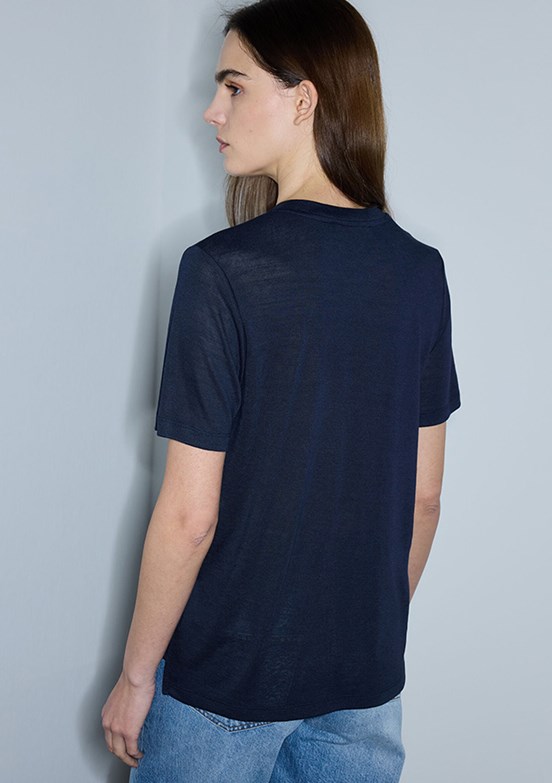İPEKYOL - IS1260070241 Kadın Lacivert Bisiklet Yaka T-Shirt