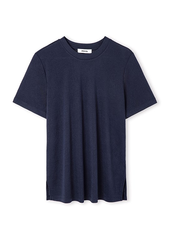 İPEKYOL - IS1260070241 Kadın Lacivert Bisiklet Yaka T-Shirt